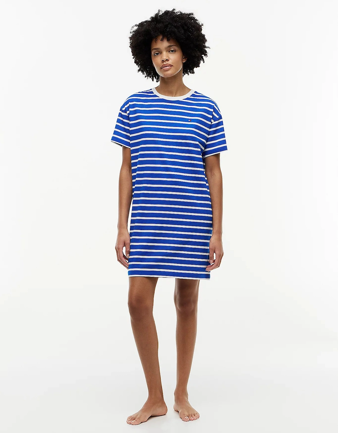 Tommy Hilfiger STRIPE SS Womens Nightdress Blue Orbit Breton Stripe