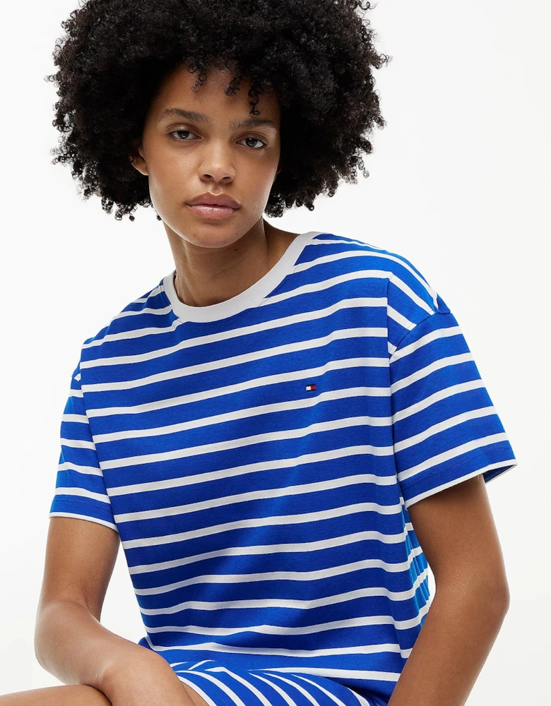 Tommy Hilfiger STRIPE SS Womens Nightdress Blue Orbit Breton Stripe