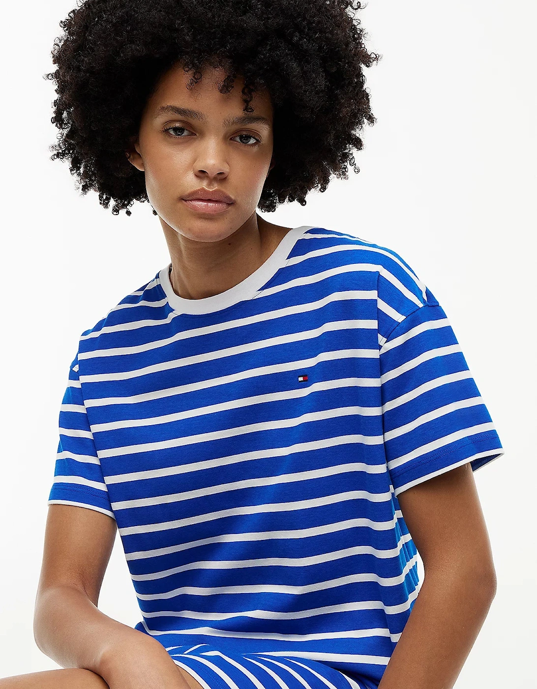 Tommy Hilfiger STRIPE SS Womens Nightdress Blue Orbit Breton Stripe