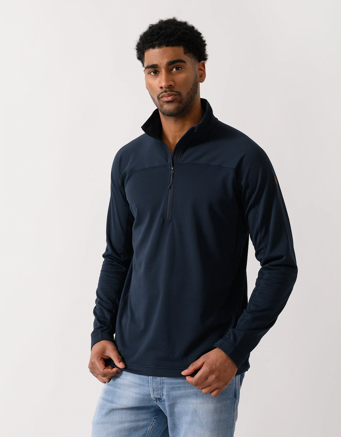 Fjallraven Men's Navy Abisko Lite Fleece Half Zip Sweatshirt - Dark 555 - Size: L