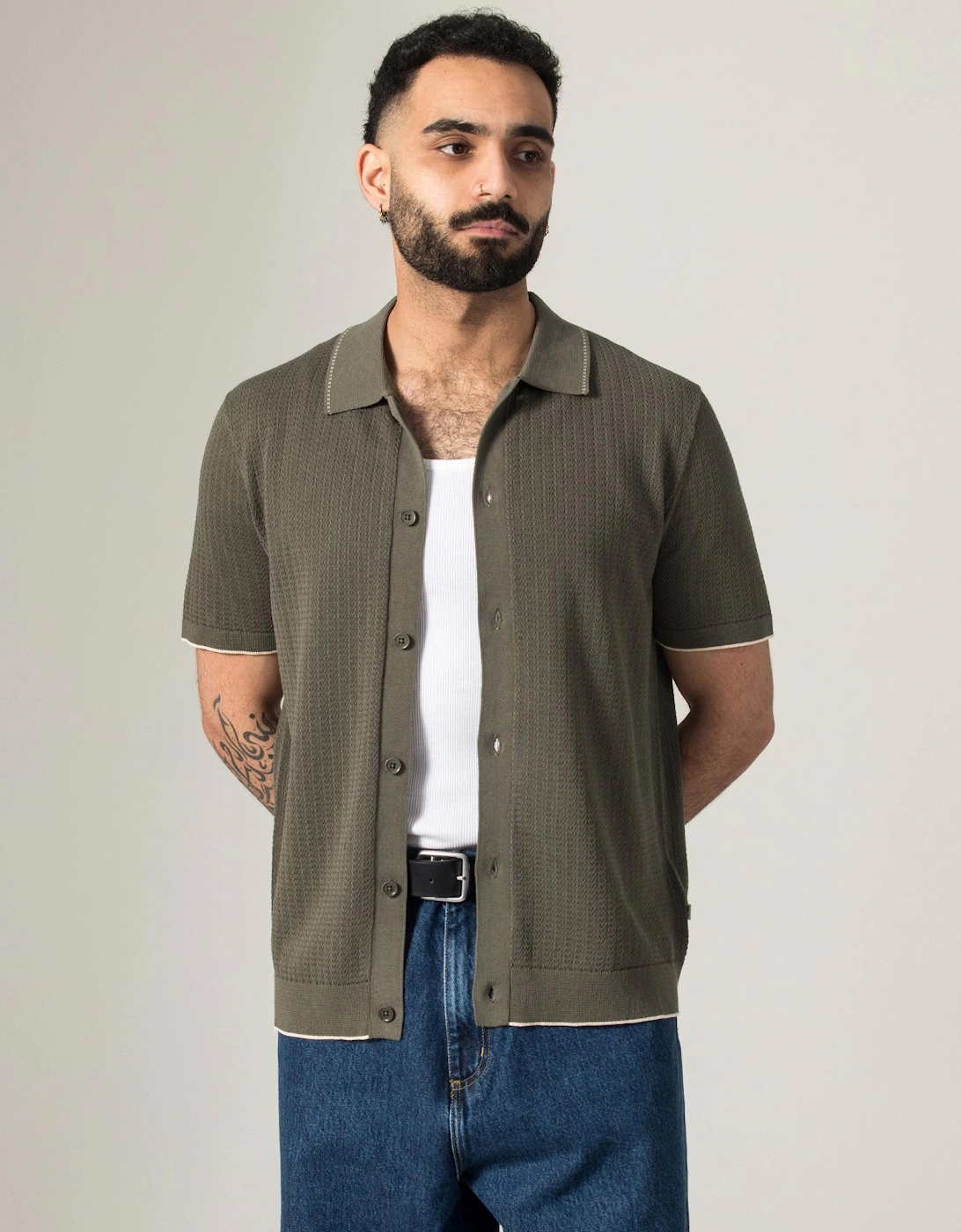 Nalo Knit Textured Stitch Shirt