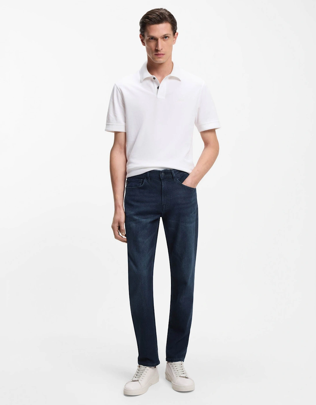 BOSS Orange ONYX BO Mens Tapered-Fit Jeans in Dark-Blue Comfort-Stretch Denim - Dark Blue 406