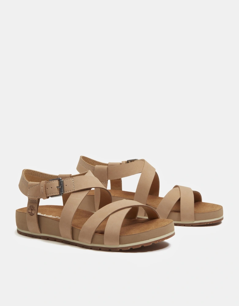 Timberland Malibu Waves Cross Strap Nubuck Womens Sandals - Mid Beige