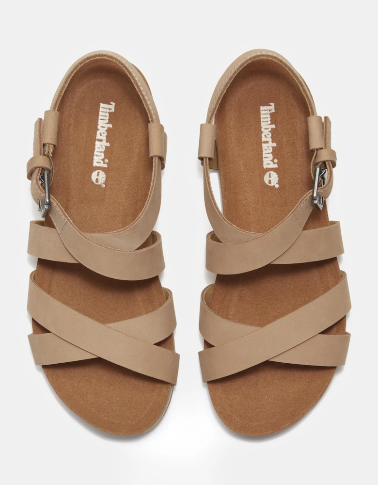 Timberland Malibu Waves Cross Strap Nubuck Womens Sandals - Mid Beige