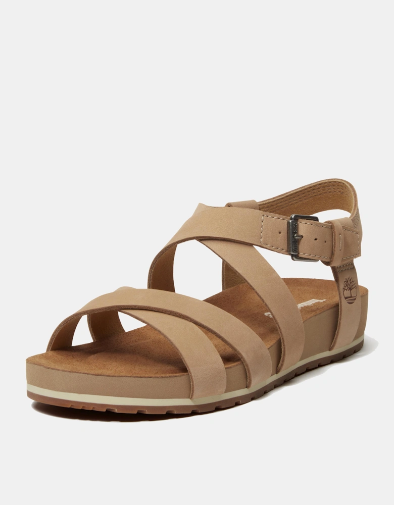 Timberland Malibu Waves Cross Strap Nubuck Womens Sandals - Mid Beige