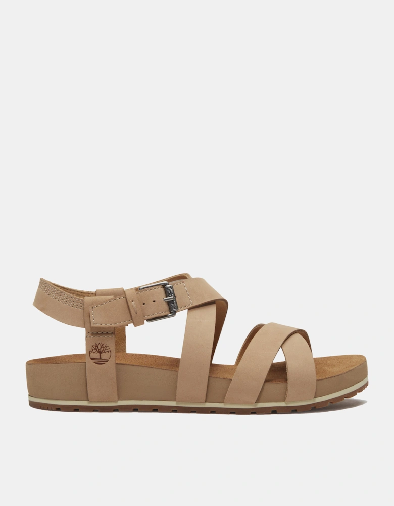 Timberland Malibu Waves Cross Strap Nubuck Womens Sandals - Mid Beige