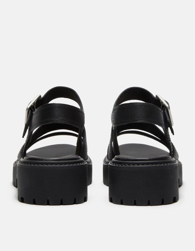 Timberland Stone Street Backstrap Full Grain Leather Womens Sandals - Black