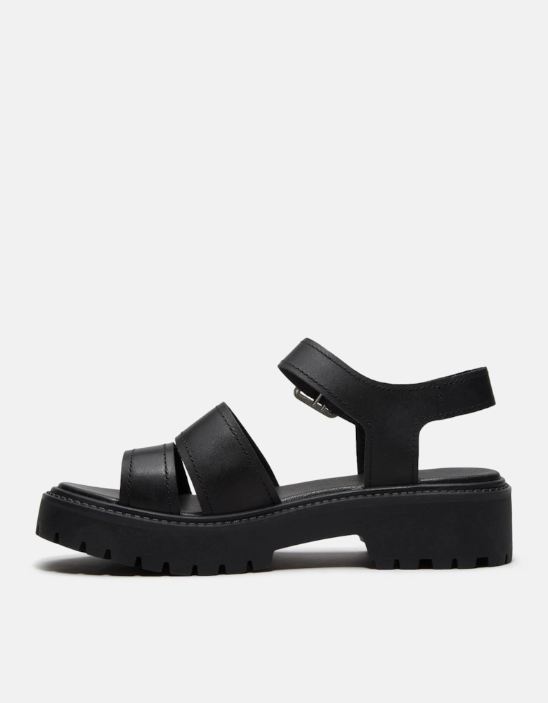 Timberland Stone Street Backstrap Full Grain Leather Womens Sandals - Black