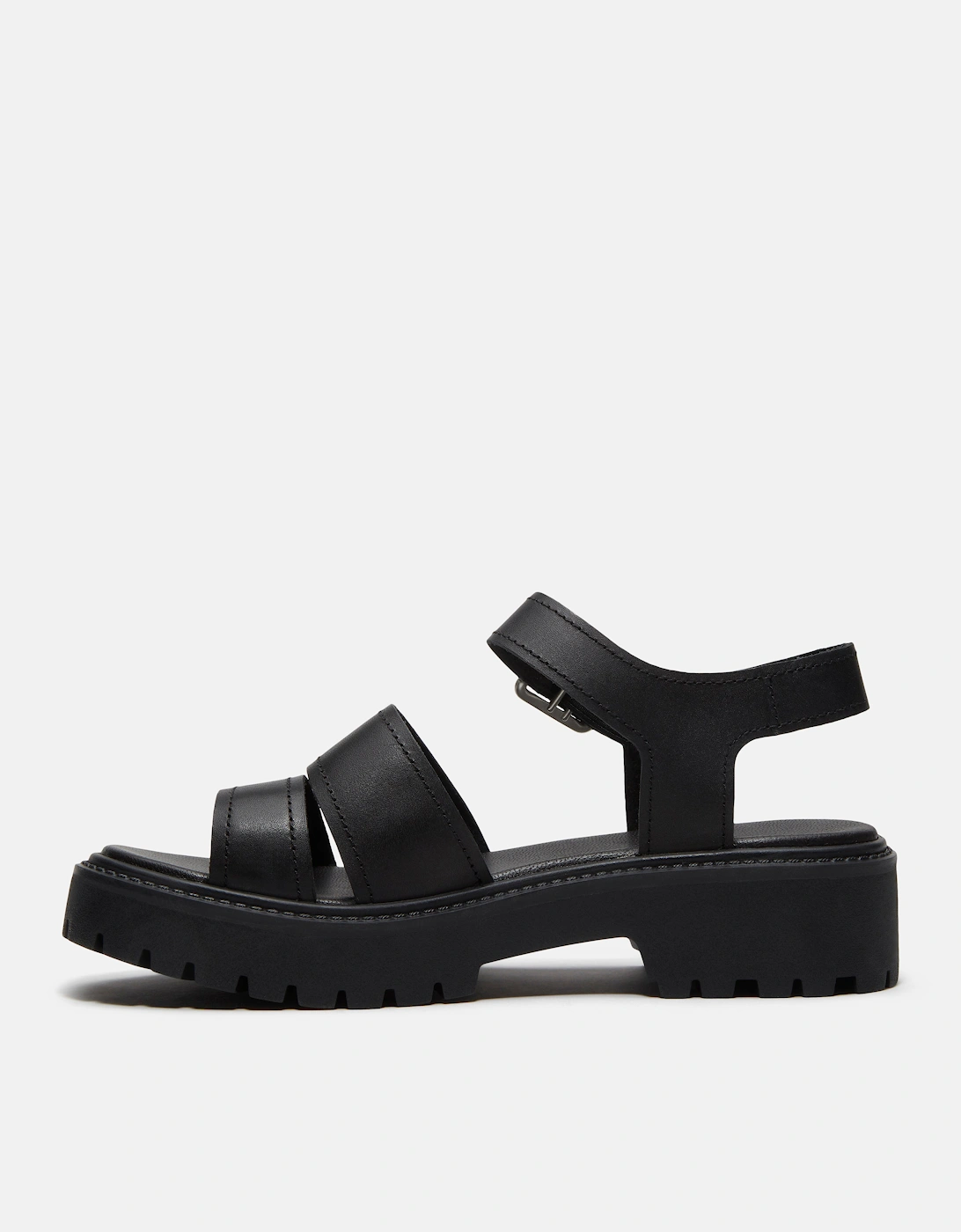 Timberland Stone Street Backstrap Full Grain Leather Womens Sandals - Black