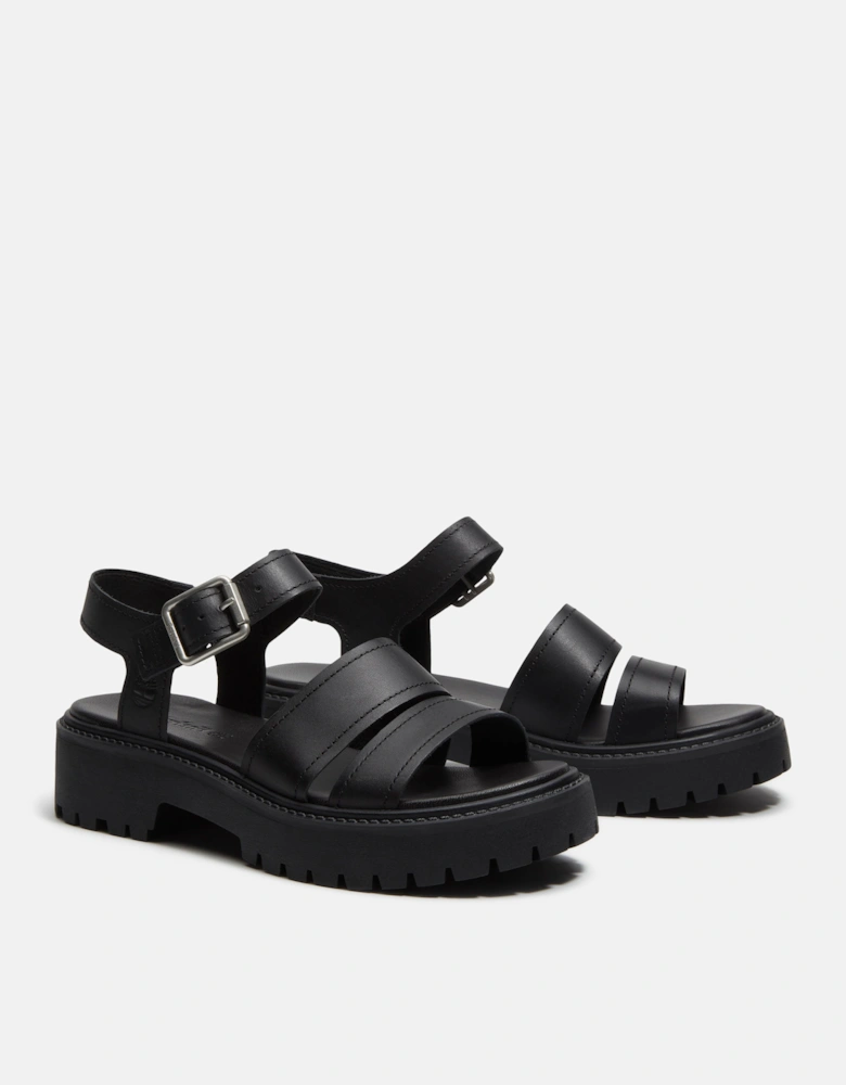 Timberland Stone Street Backstrap Full Grain Leather Womens Sandals - Black