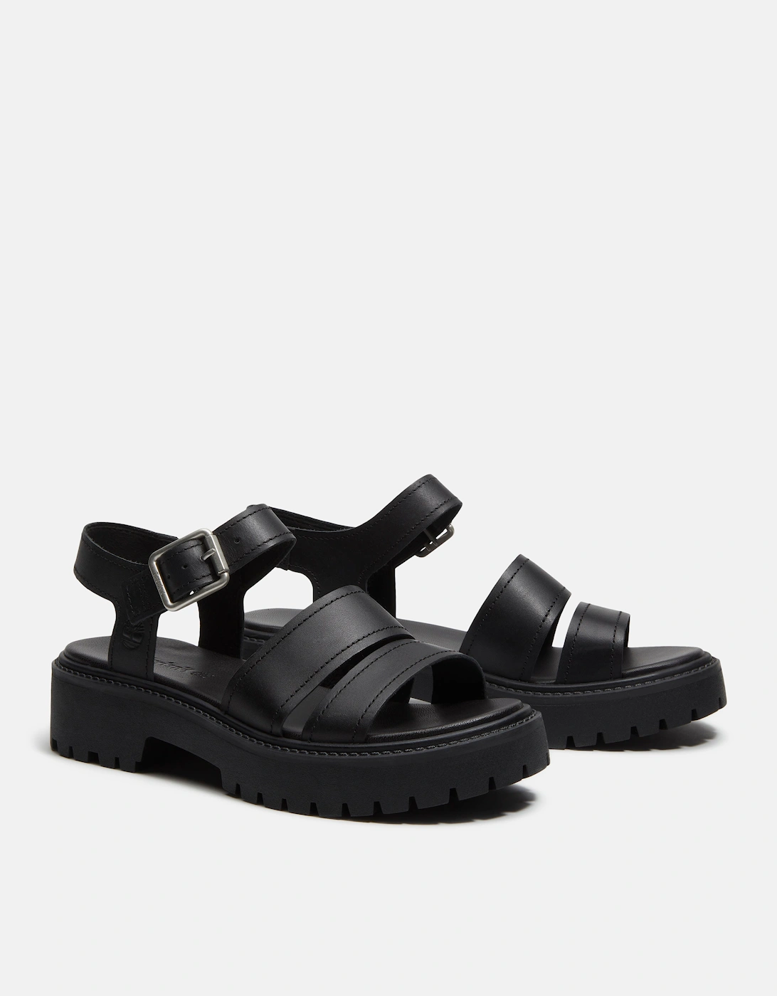 Timberland Stone Street Backstrap Full Grain Leather Womens Sandals - Black