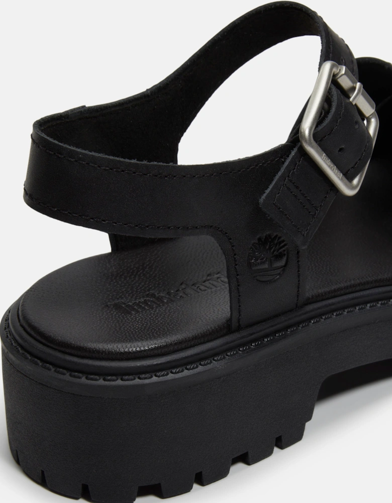 Timberland Stone Street Backstrap Full Grain Leather Womens Sandals - Black