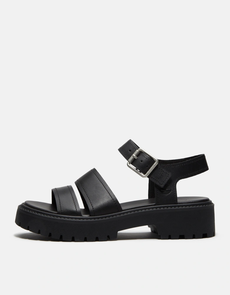 Timberland Stone Street Backstrap Full Grain Leather Womens Sandals - Black