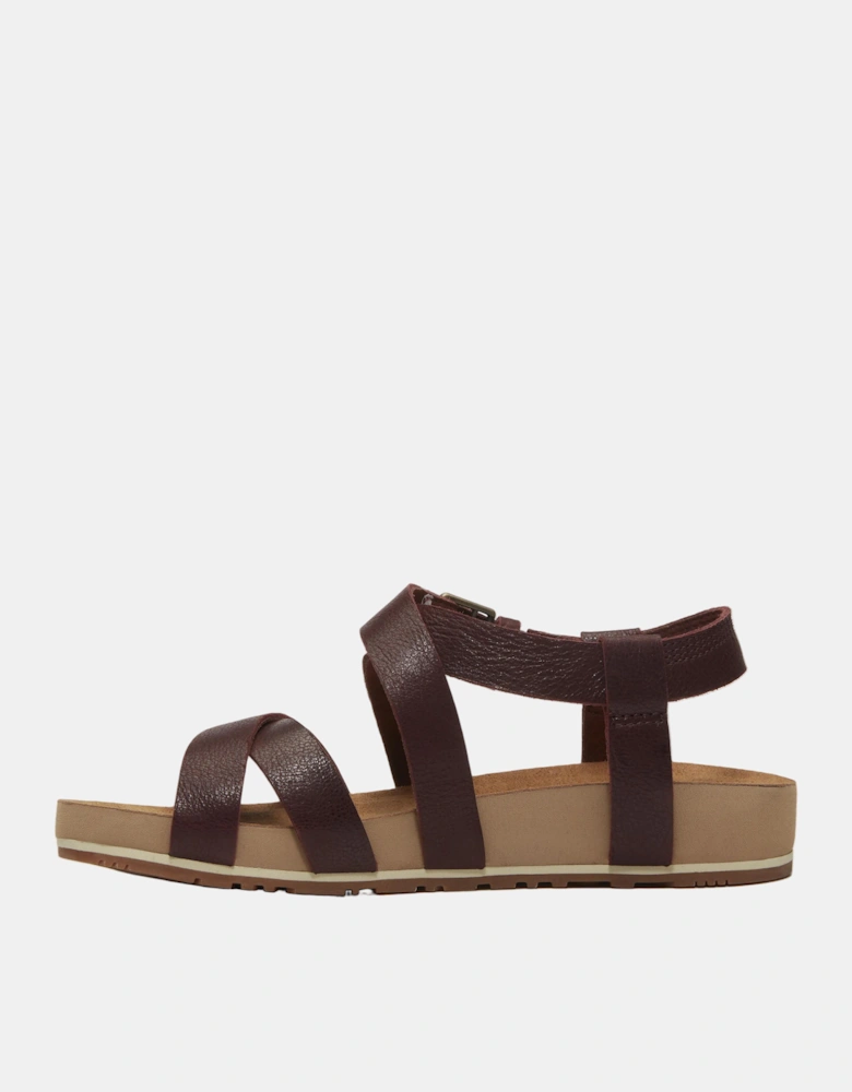 Timberland Malibu Waves Cross Strap Full Grain Leather Womens Sandals - Burgundy