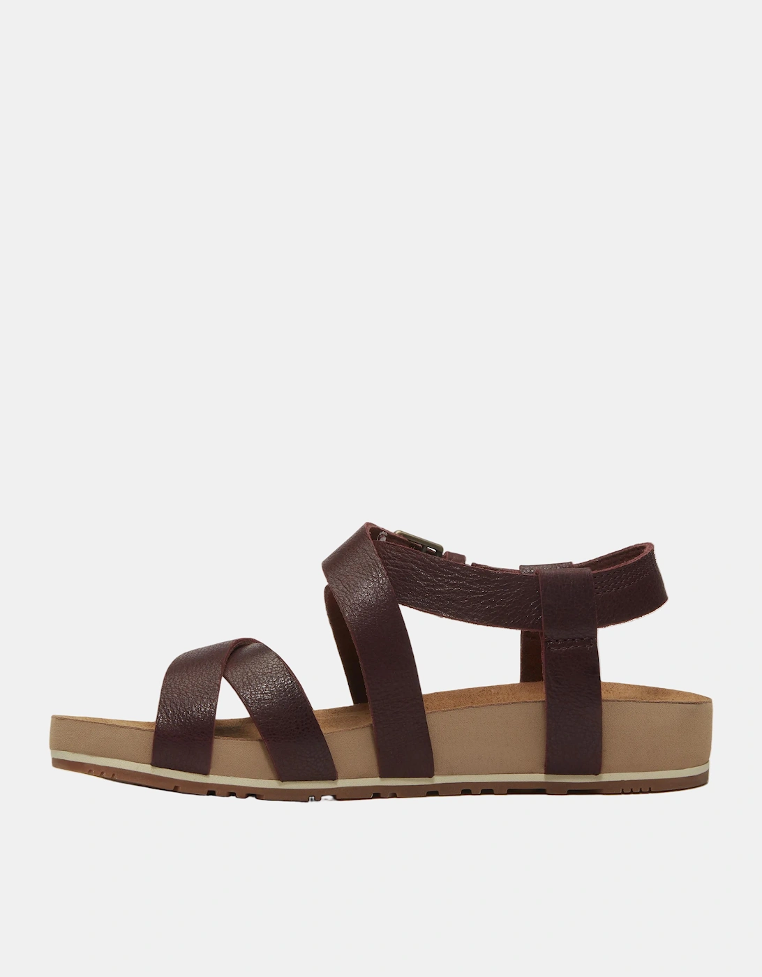 Timberland Malibu Waves Cross Strap Full Grain Leather Womens Sandals - Burgundy