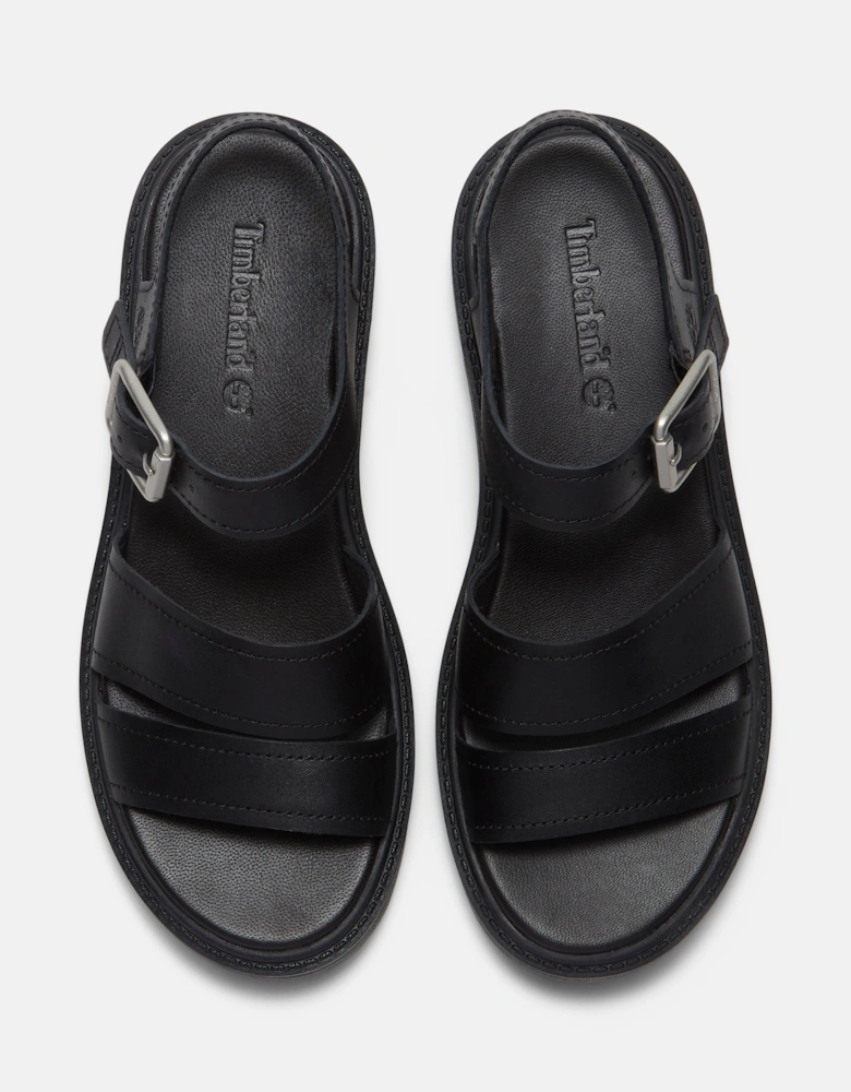 Timberland Stone Street Backstrap Full Grain Leather Womens Sandals - Black