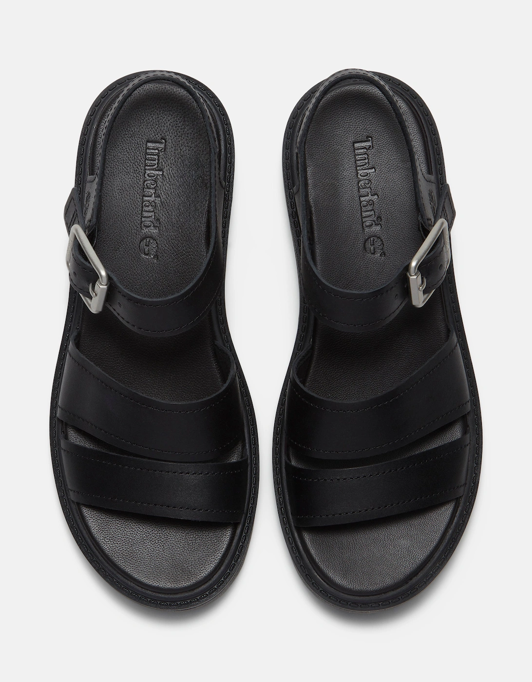 Timberland Stone Street Backstrap Full Grain Leather Womens Sandals - Black