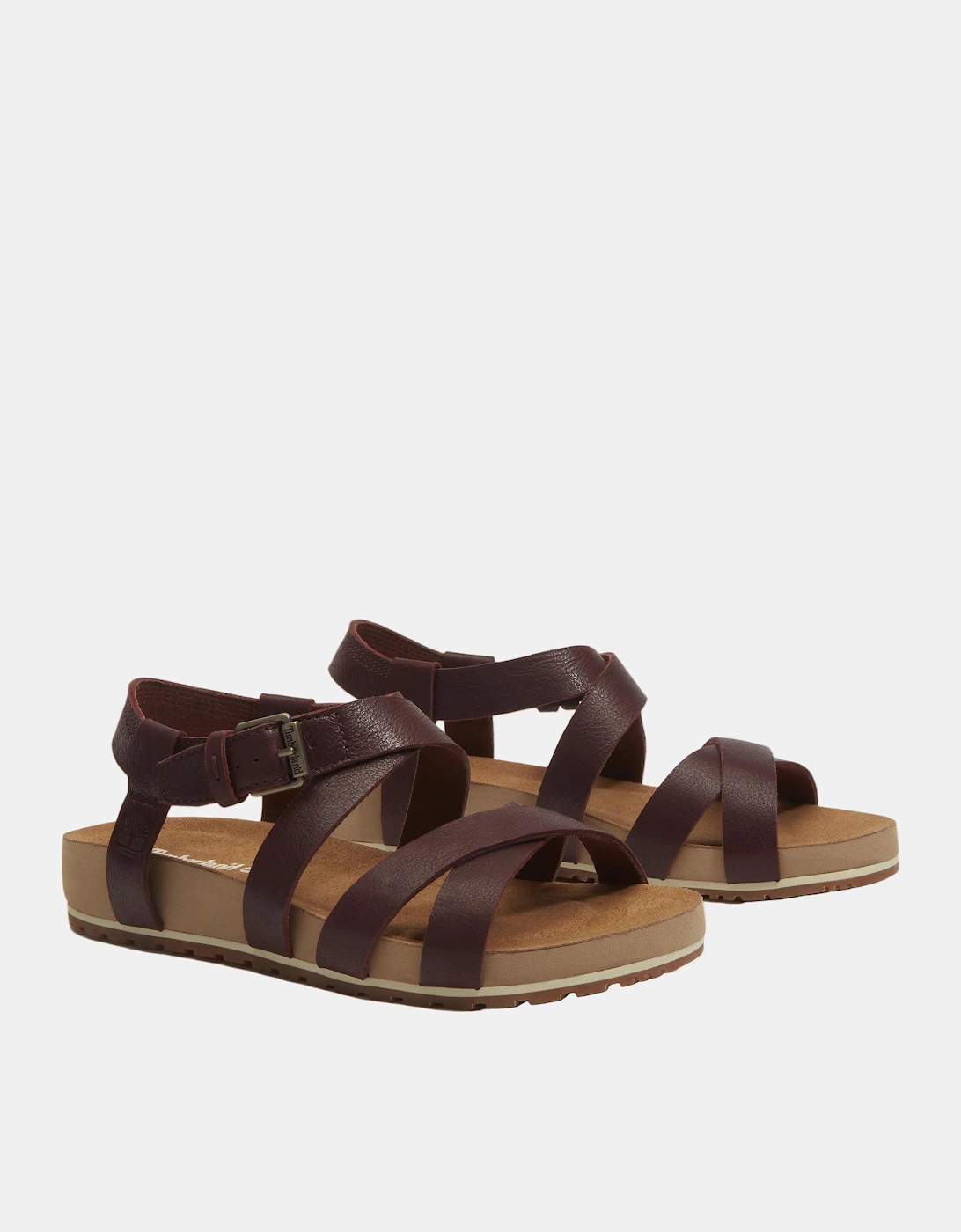 Timberland Malibu Waves Cross Strap Full Grain Leather Womens Sandals - Burgundy