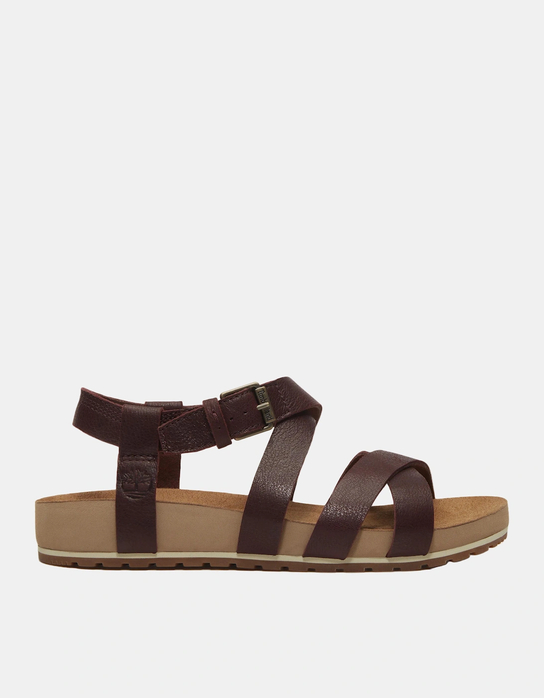 Timberland Malibu Waves Cross Strap Full Grain Leather Womens Sandals - Burgundy