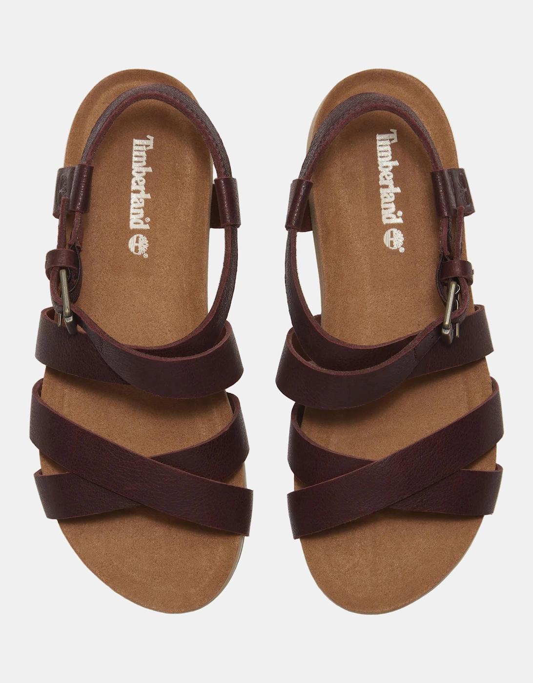 Timberland Malibu Waves Cross Strap Full Grain Leather Womens Sandals - Burgundy