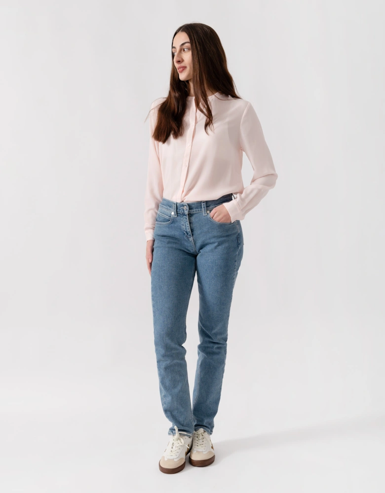 French Connection Class Crepe Light Long Sleeve Collarless Shirt