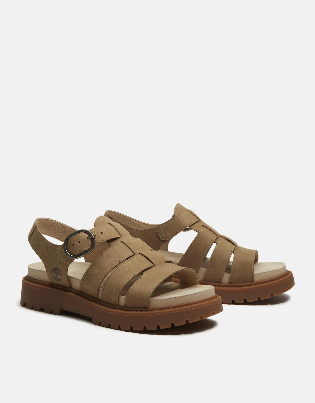 Timberland Women's Brown Clairemont Way Nubuck Fisherman Sandals - Mid Beige - Size E/7