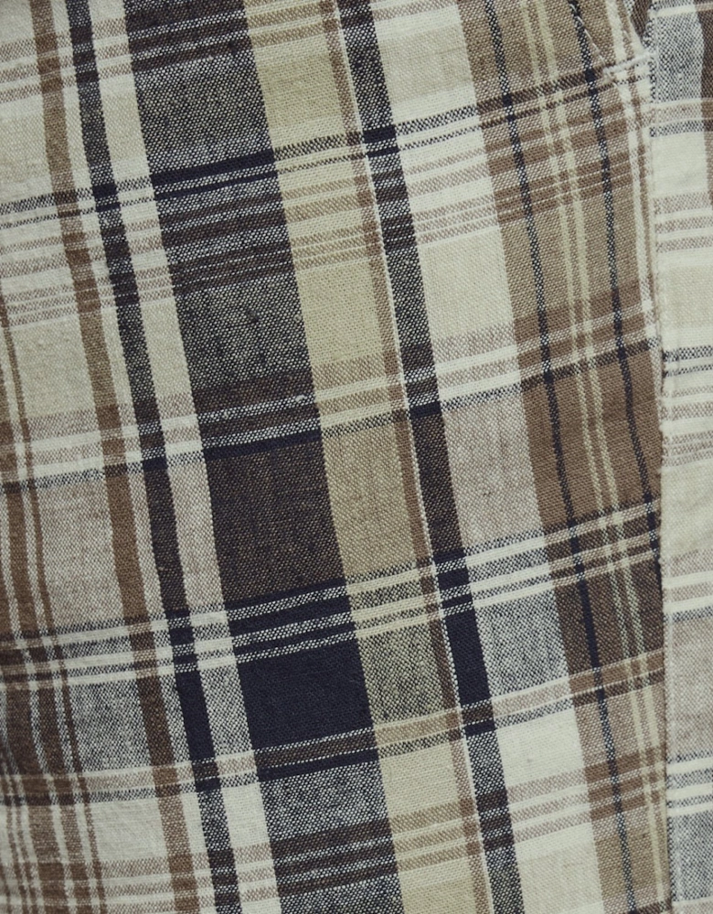 Linen Blend Check Shorts