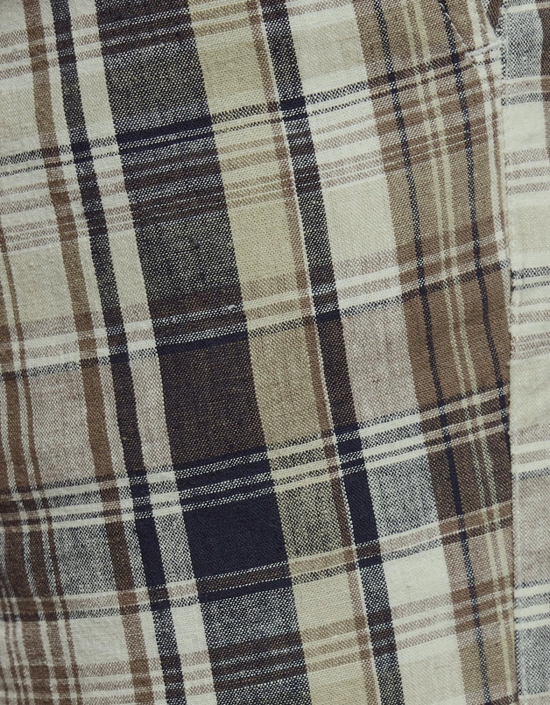 Linen Blend Check Shorts