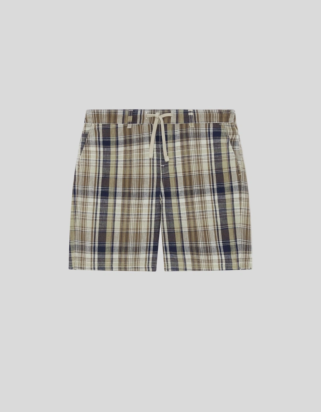 Linen Blend Check Shorts