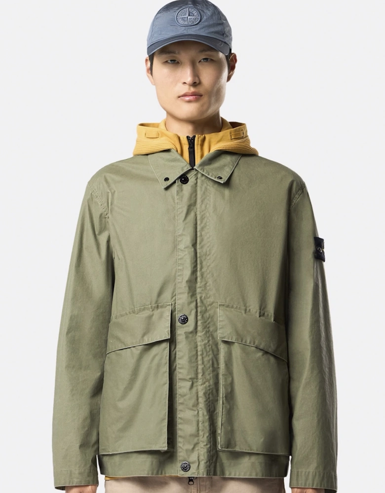 S0290 4100054 Waxed Pigment Cotton Tela Jacket Green