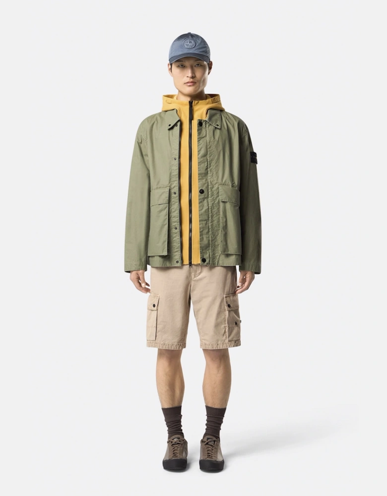 S0290 4100054 Waxed Pigment Cotton Tela Jacket Green