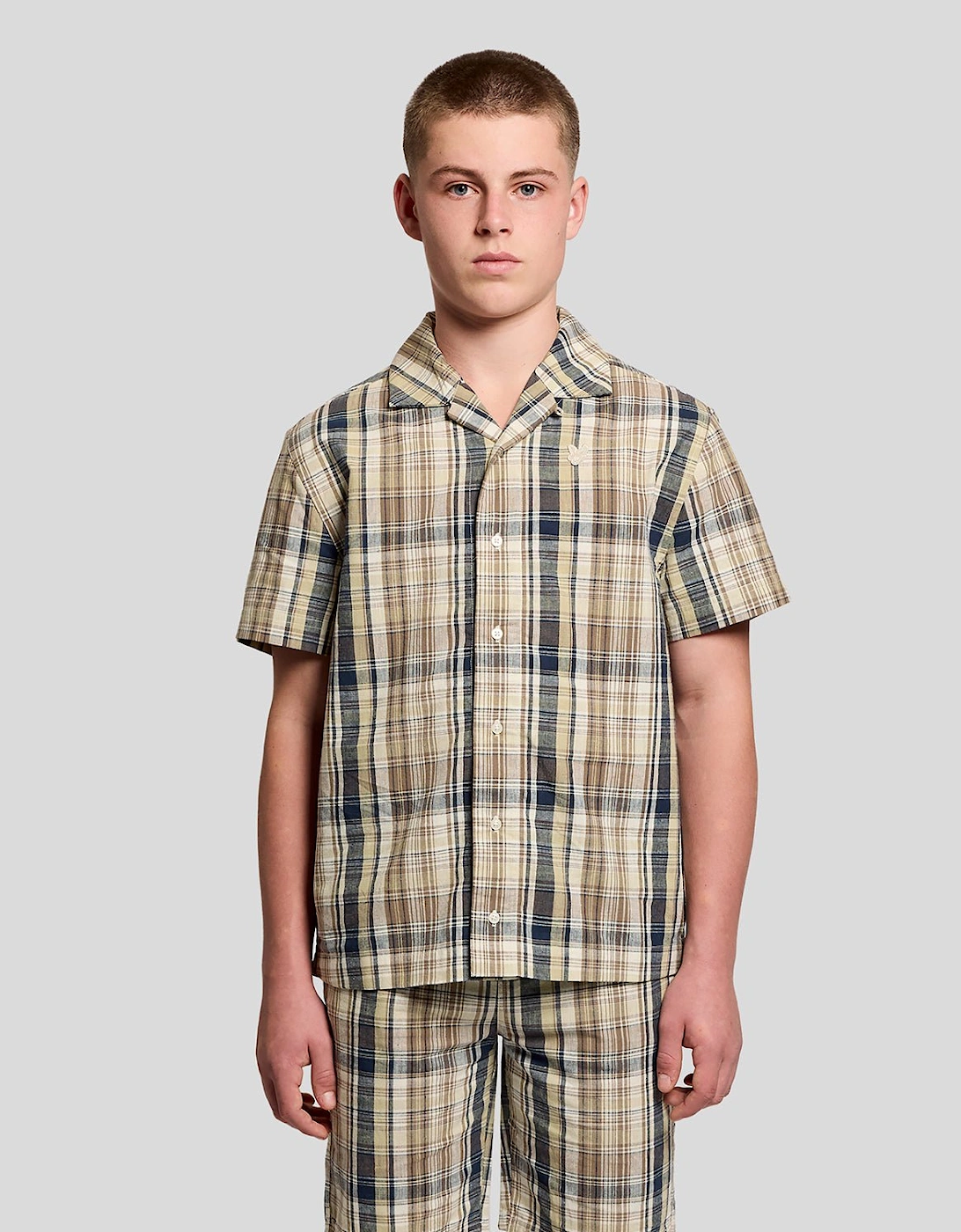 Short Sleeve Check Linen Blend Shirt, 7 of 6