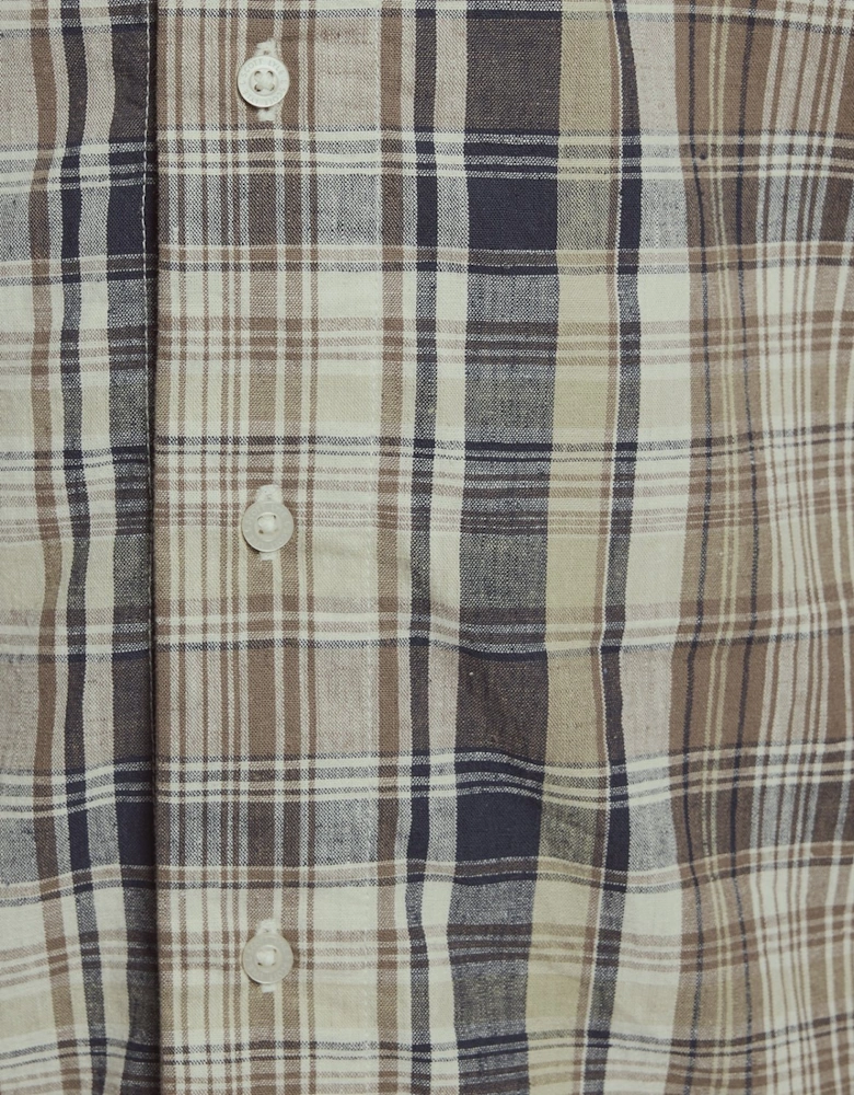 Short Sleeve Check Linen Blend Shirt