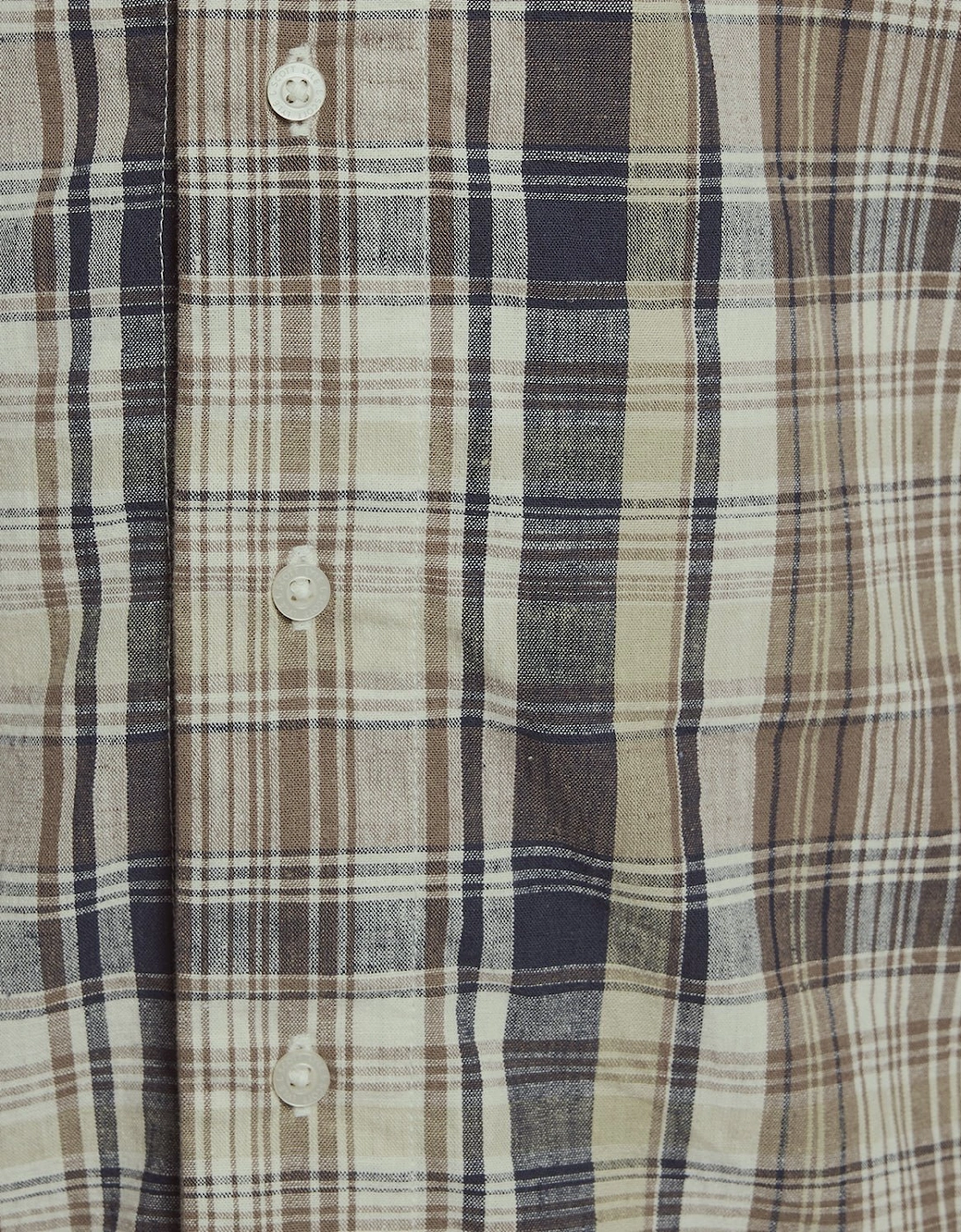 Short Sleeve Check Linen Blend Shirt