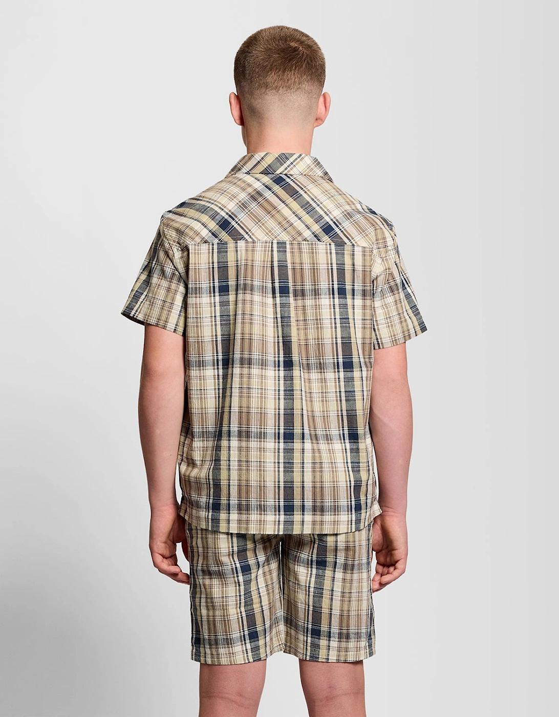 Short Sleeve Check Linen Blend Shirt