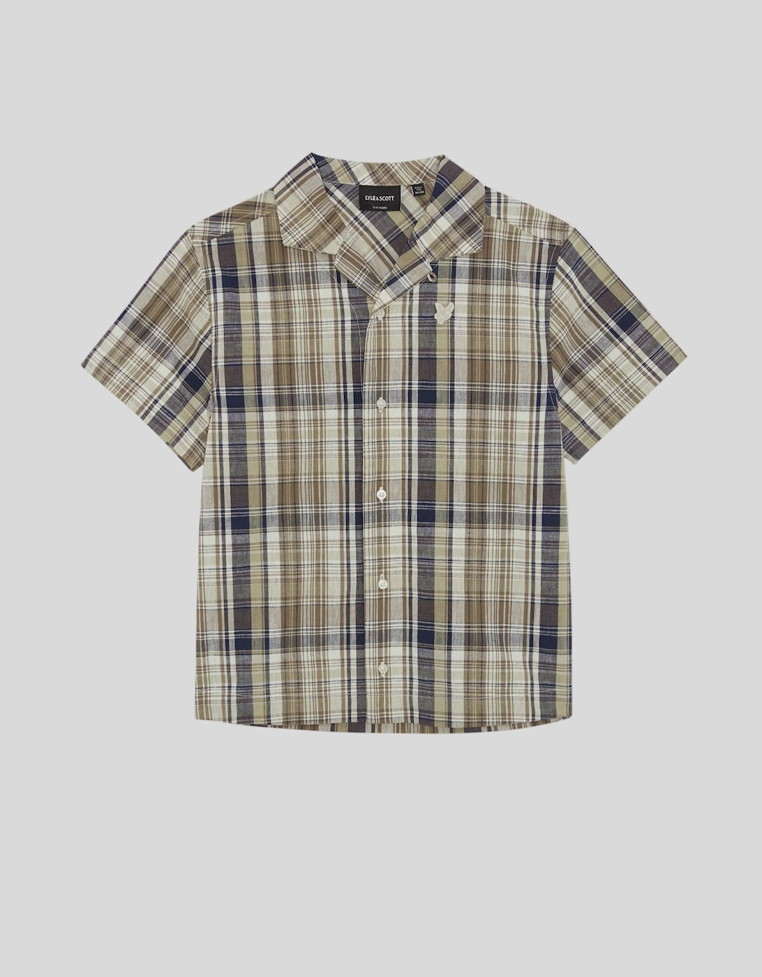 Short Sleeve Check Linen Blend Shirt