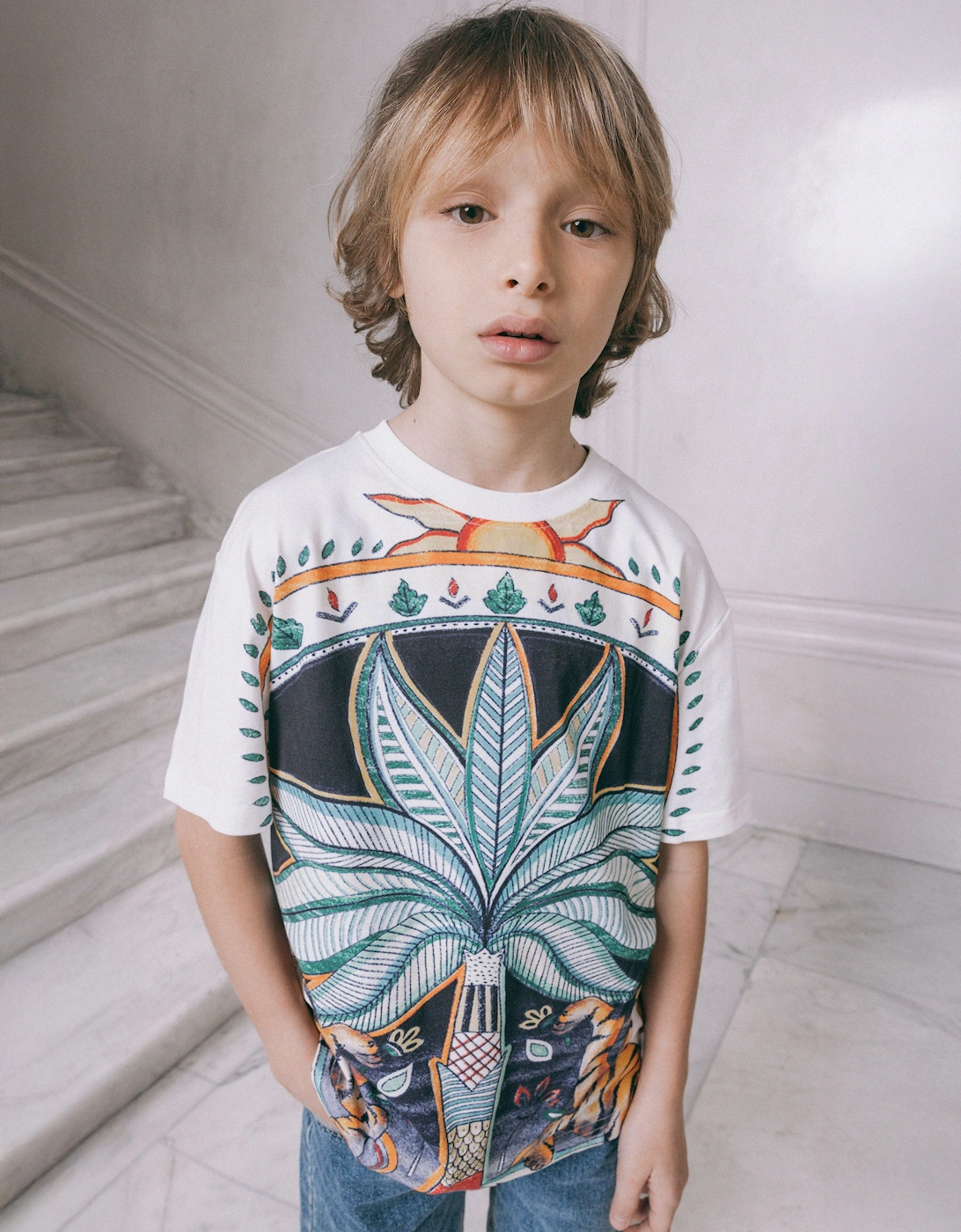 Just Cavalli Kids India Digital Parad T-Shirt in Multicolour