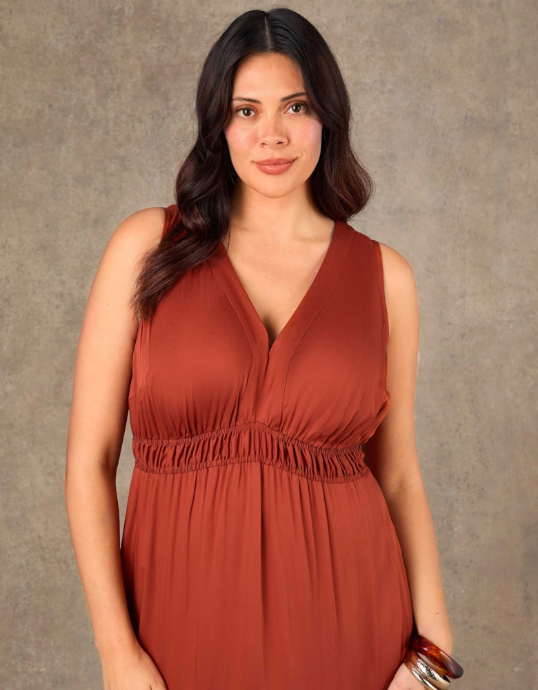 Terracotta Tiered Sleveless Maxi Dress