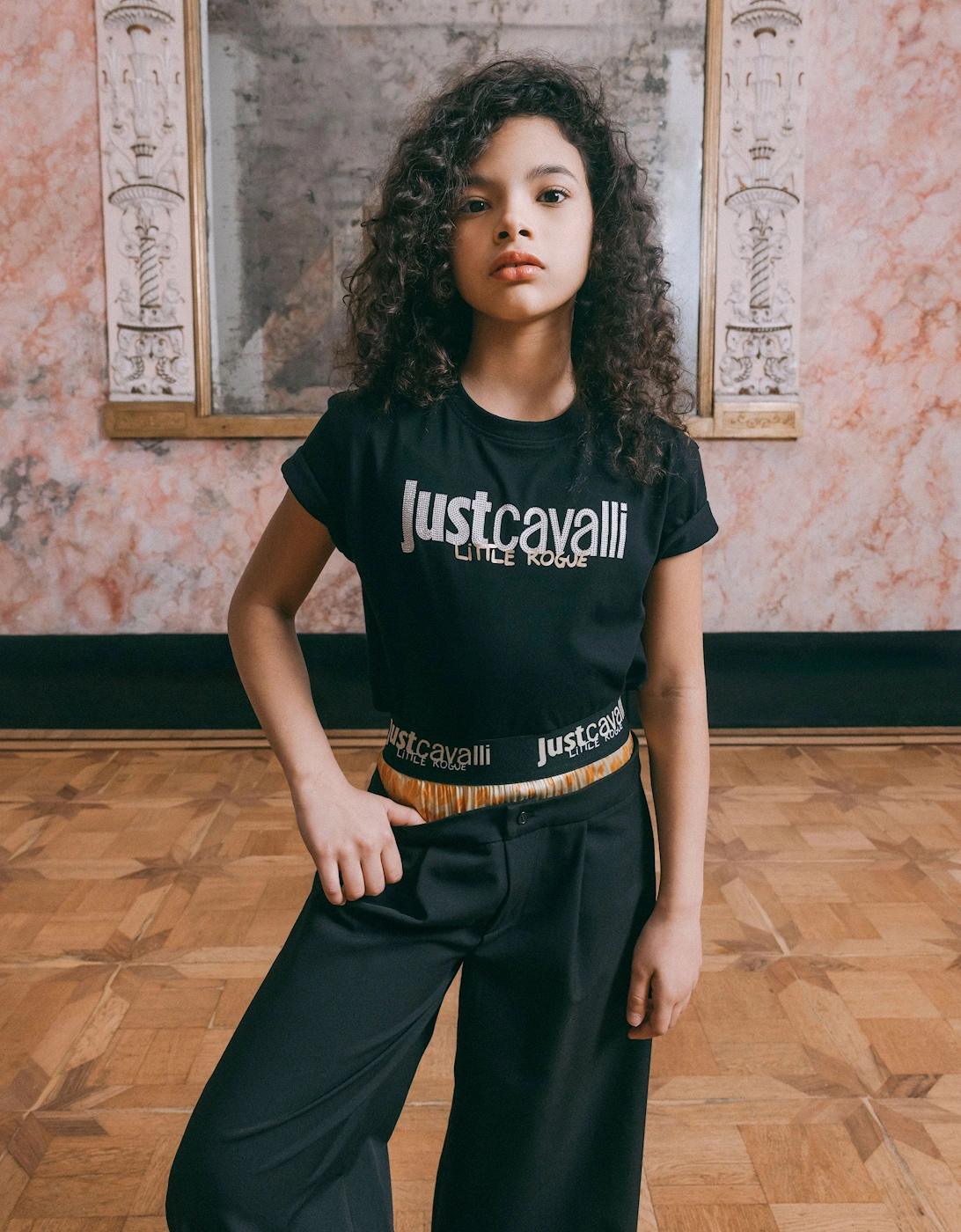 Just Cavalli Girls Mairag Logo T-Shirt in Black