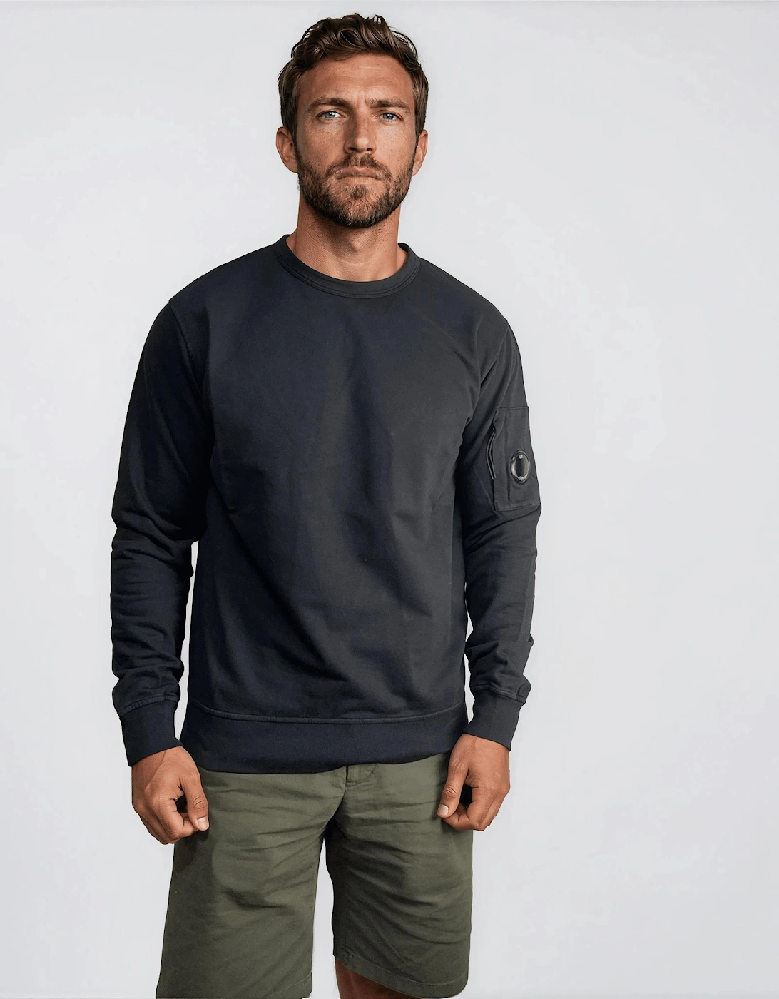 CP Company Lens Light Fleece Crewneck Sweatshirt Black