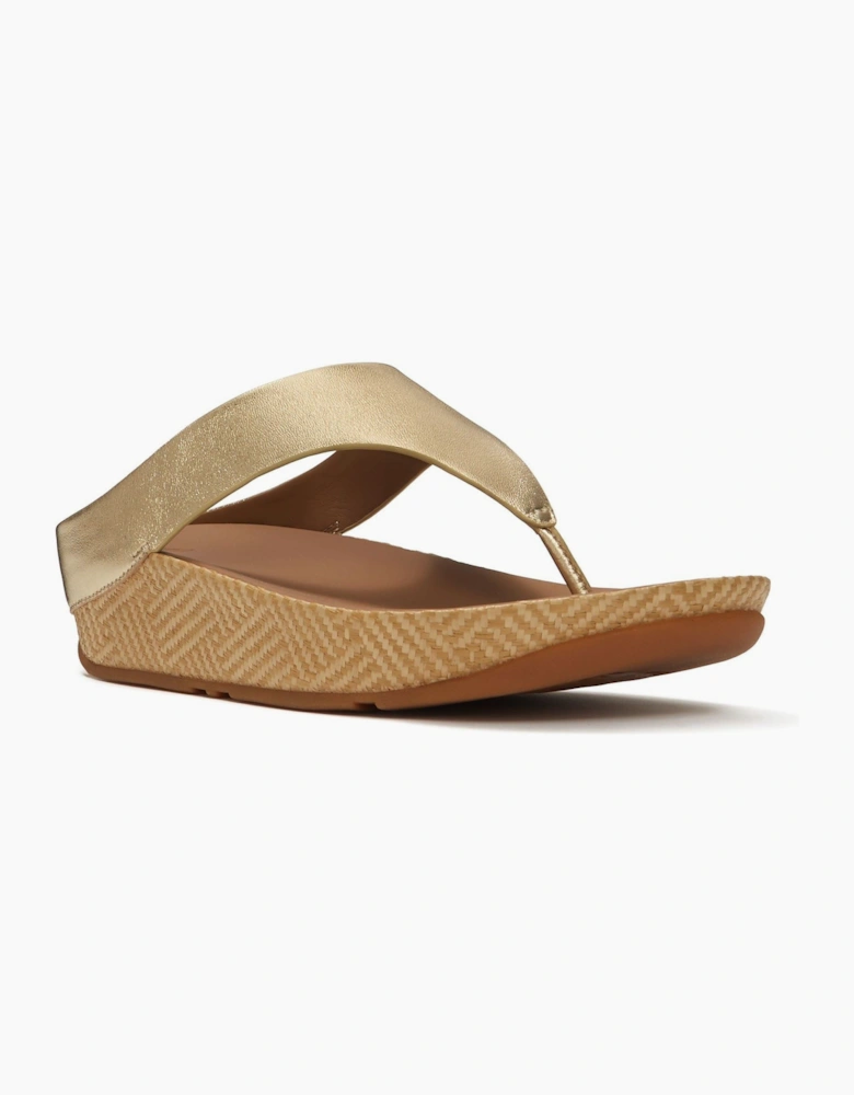 Fitflop Lulu Lux Graphic-Weave Toe-Post Leather Women's Platino Sandals