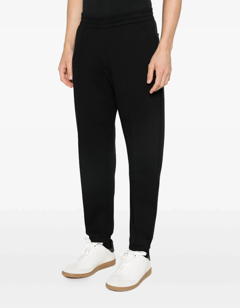 Double-Jersey Branded Cuffed Joggers Black