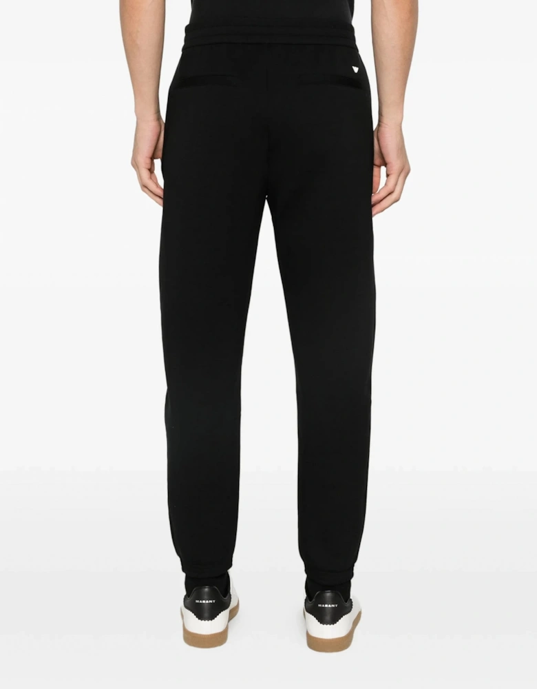 Double-Jersey Branded Cuffed Joggers Black