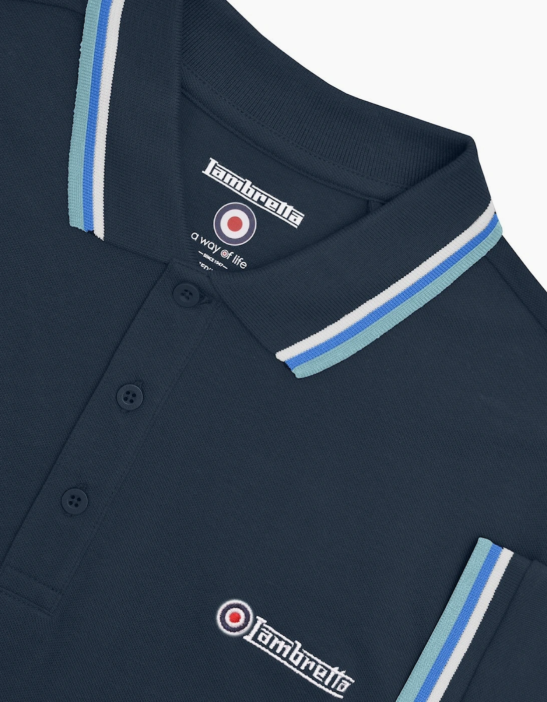 Lambretta Mens Triple Tipped Polo Shirt
