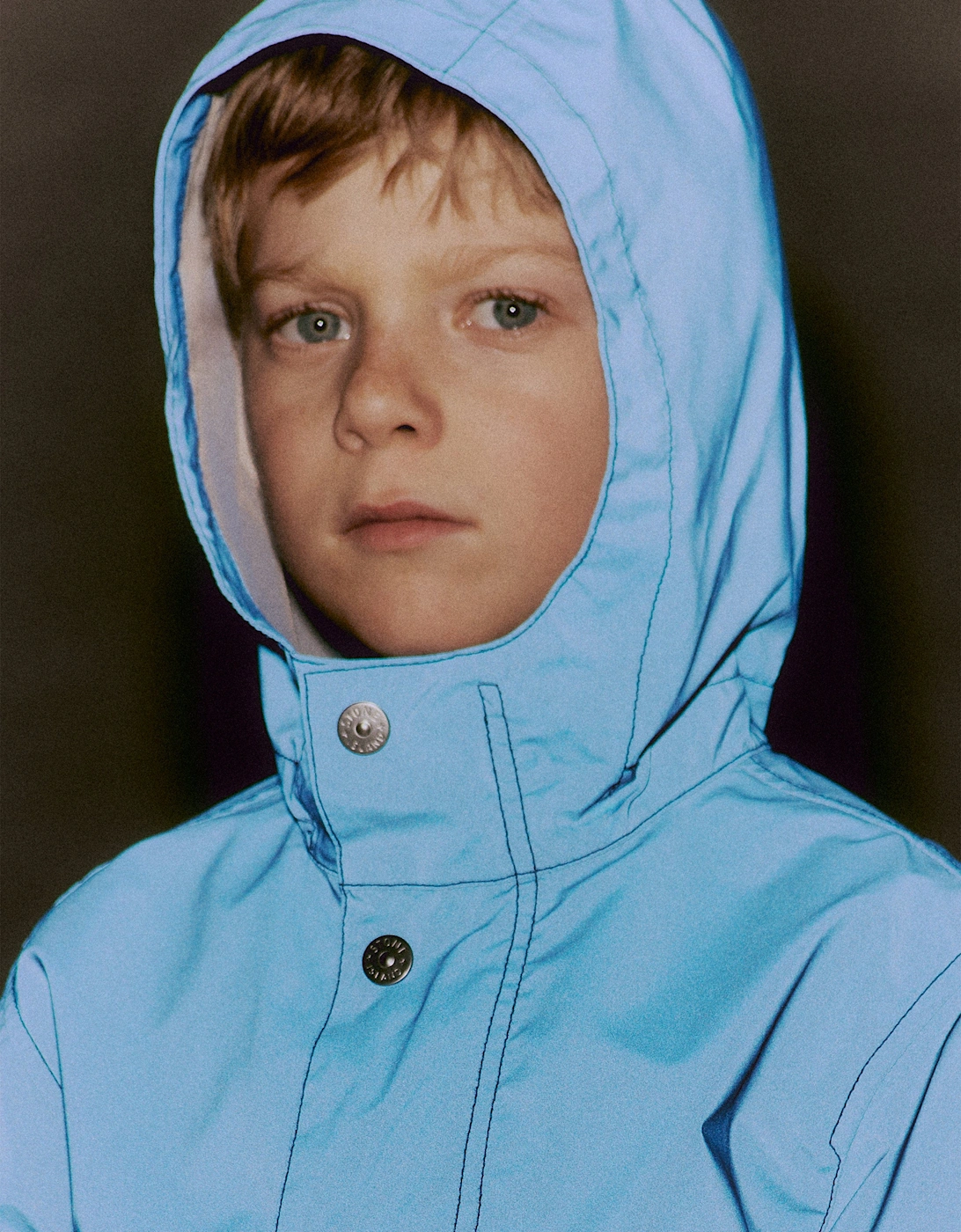 Stone Island Boys Plated Reflective Wind Resistant Hooded Jacket in Blue