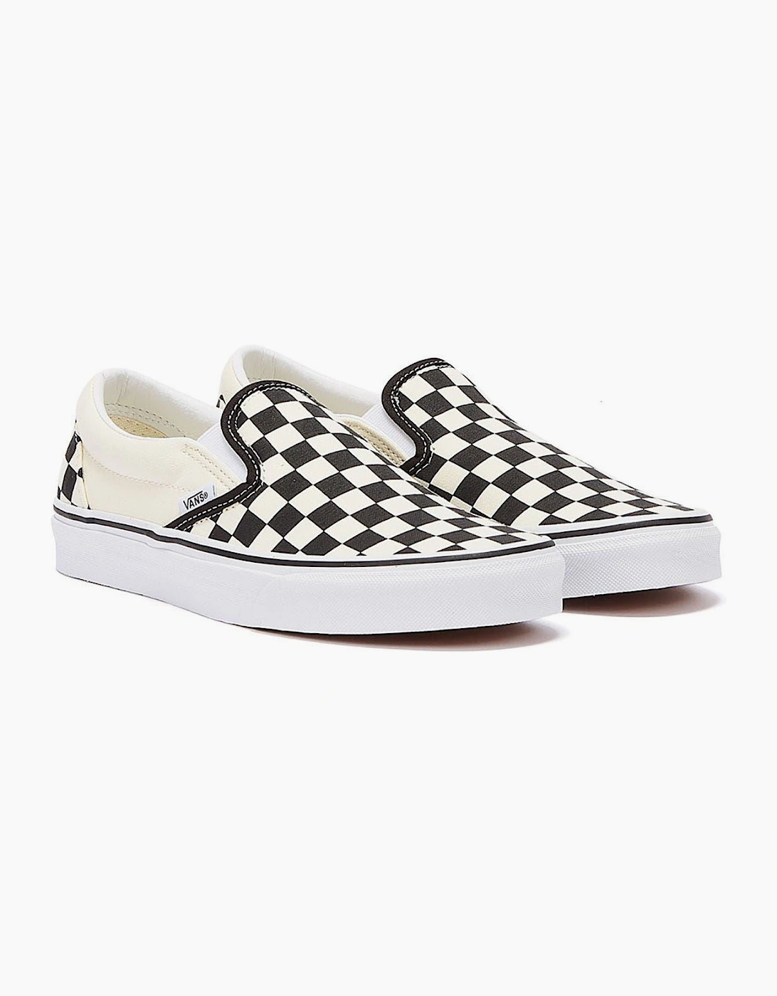 Vans Women's White Classic Slip-On Mens Black / Checkerboard Canvas Trainers - Size 5