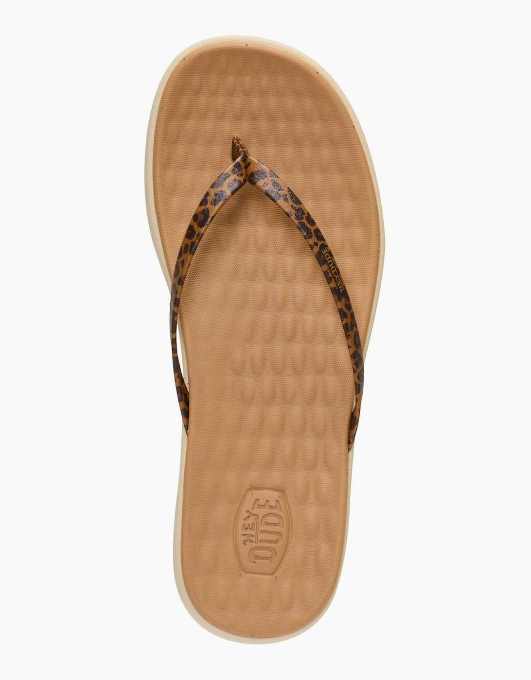 HEYDUDE Maui Breeze Polyurethane Women's Tan Leopard Flip Flops