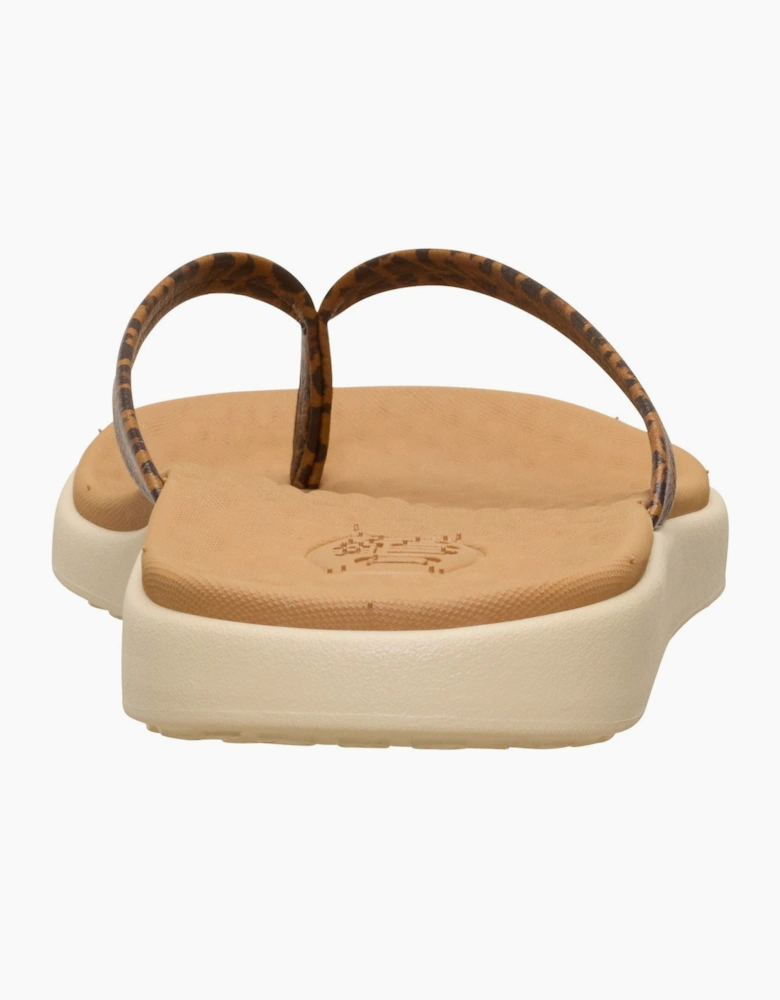 HEYDUDE Maui Breeze Polyurethane Women's Tan Leopard Flip Flops