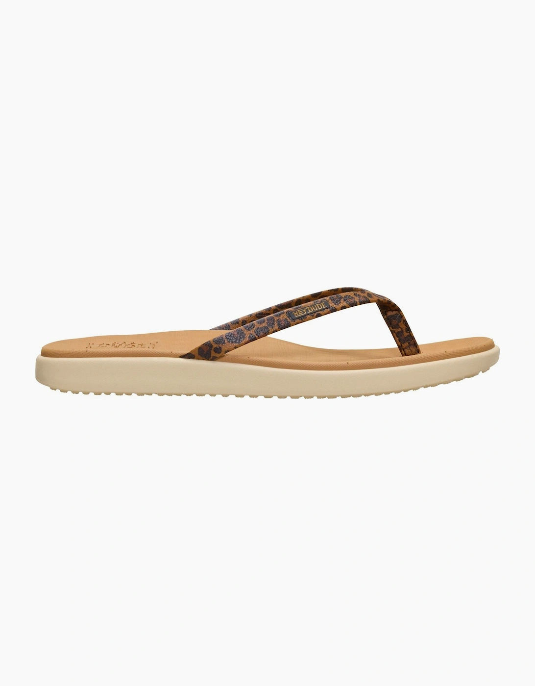 HEYDUDE Maui Breeze Polyurethane Women's Tan Leopard Flip Flops