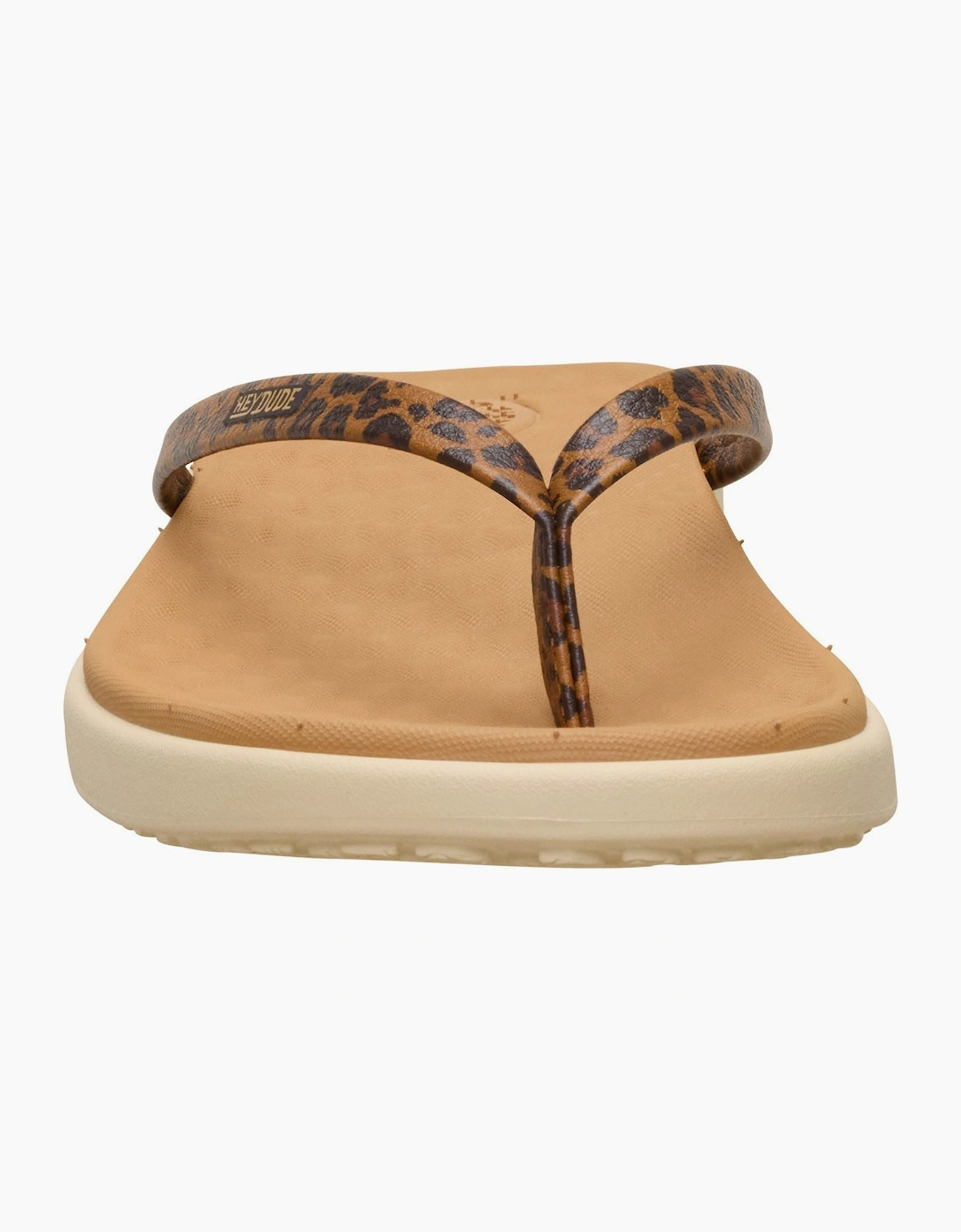 HEYDUDE Maui Breeze Polyurethane Women's Tan Leopard Flip Flops